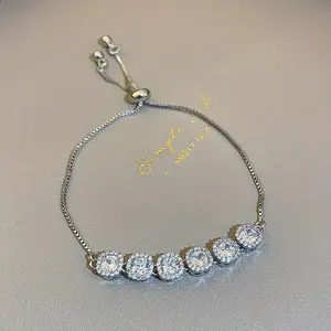 A fashionable adjustable bracelet made of shiny synthetic zirconia, perfect as an elegant jewelry gift and fashion accessory for women, making it an excellent choice for gifting