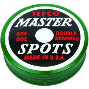 Tefco Master Billiard Table Spots, 1 Dozen, Double-Gummed Self-Adhesive, Easy-Apply, Universal Fit for Billiards & Snooker, One Dozen