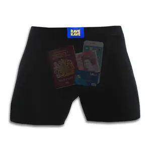 RaveKave Stash Boxer Brief - High-Performance Sweat-Resistance Athletic Fabric with Extra-Deep Stash Pocket for Festival Wear