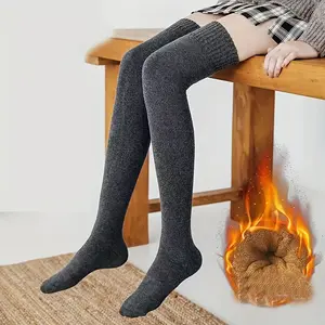 3 Pairs Women's Knit Thigh High Socks Winter Boot Stockings Extra Long Over Knee High Leg Warmers