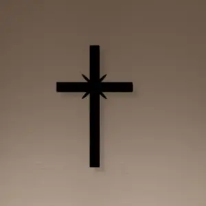 1 piece of large cross metal wall decoration - simple black religious church decoration, sturdy iron structure, suitable for homes, churches, offices - Christian Christmas gifts, year-round spiritual decoration, modern minimalist style