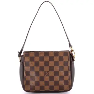 Pre-owned Louis Vuitton Canvas Coated, Leather Toiletry Bags Trousse Make Up Bag Damier by Rebag