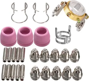27 count AG60P AG-60 Plasma   Consumables Kit with Roller Guide Wheel Spacer, Nozzles, Electrodes, Ceramic Cups, for Multiple Pilot Arc Plasma Cutters (SG-55/WSD-60 Compatible)