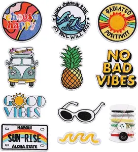 10 Pieces Iron On Patches and Cool Embroidered Iron On Patches for Clothing with Sewing Kit for Jackets Backpacks Jeans Backpacks and Clothes Each Embroidered Patch is Durable and Sticks