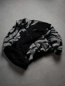 Unisex Y2K Style Gothic Runes Cross Pattern Streetwear Camo Colorblock Fall Winter Fleece Warm Jacket Coat, High Street Culture Gift,Couple outfits and trendy outfits