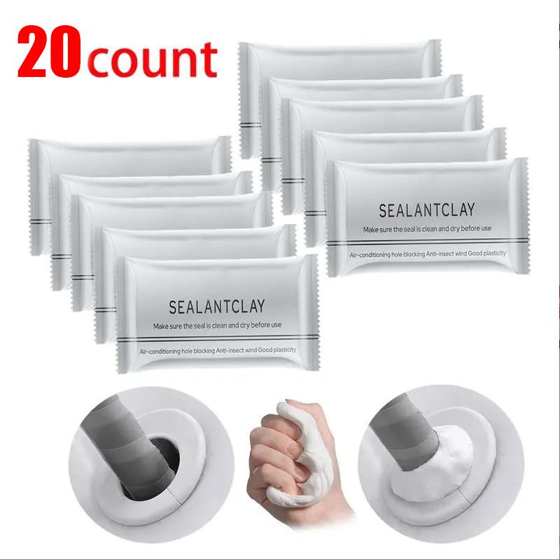 White AC Hole Sealing Putty, Waterproof, Rat‑Proof, High‑Temperature Resistant, Household Filling Mud for Toilet, Sewer & Wall Repair，You'll receive exactly 10 pcs
