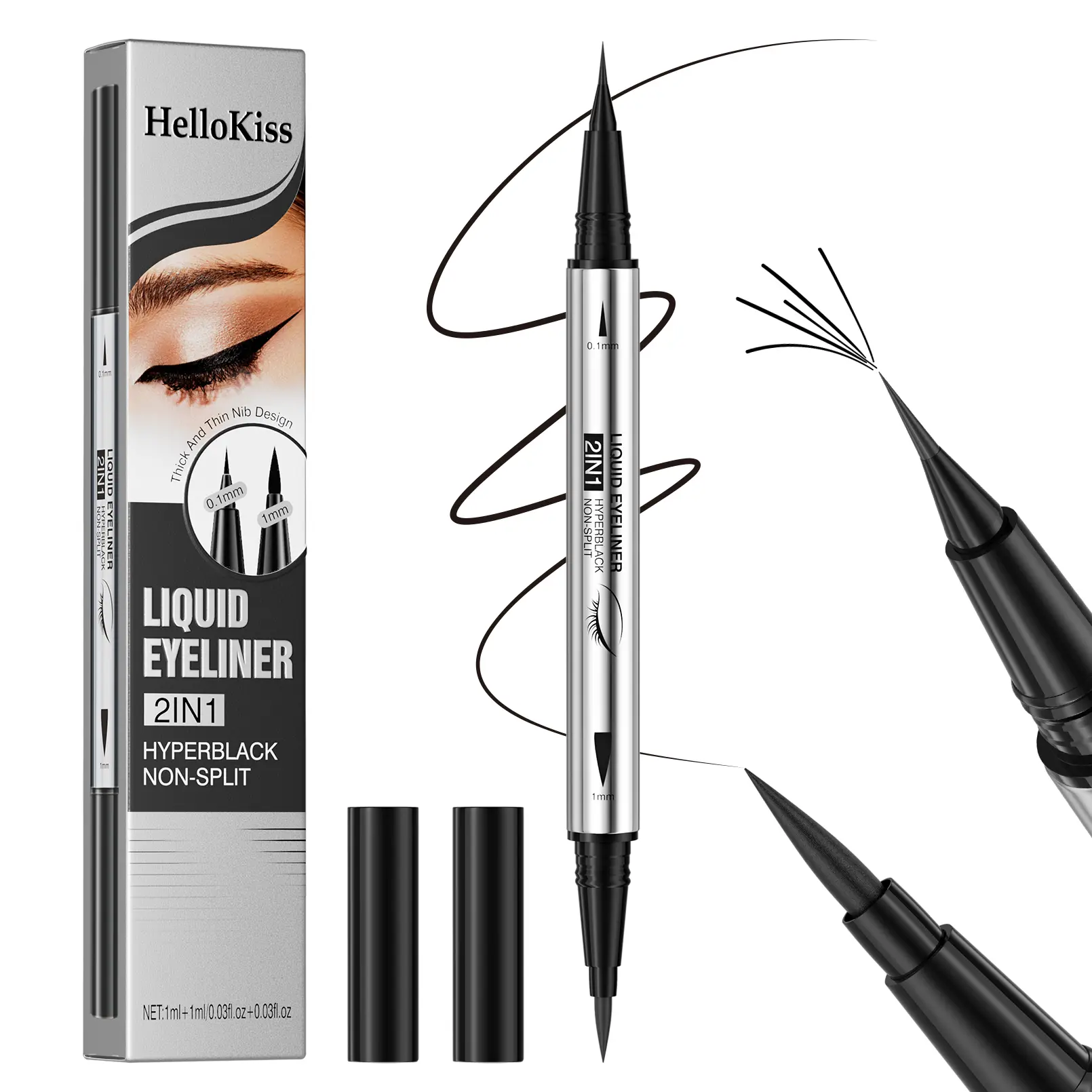 Ultra Fine Liquid Eyeliner Pen - Waterproof Long Lasting Eye Liner with Precise Tip, Smudge-Proof Transfer-Resistant Formula for Sharp Cat Eye Makeup, Beginner Friendly Daily Wear, Cosmetic, Eye Make-Up