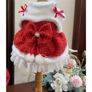 Pet Cat Dog Rabbit Clothes Princess Dress Little Chanel Style Autumn Winter Fleece Cute