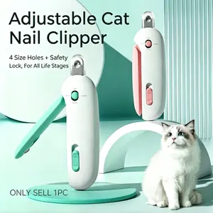 Luxpet Cat Nail Clipper with Adjustable 4-Size Trimming Hole & Safety Lock | Safe Toenail & Paw Trimmer for Kittens & Indoor Cats | Anti-Splash Claw Cutter for Cat Grooming, Multiple Colors Available (Blue/Pink)