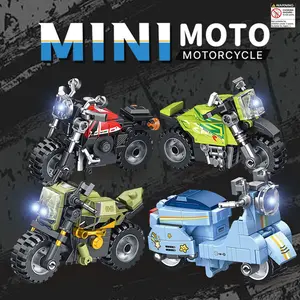 Mini Motorcycle Building Blocks Toy, Motorcycle Model Building Blocks Toy with Dust Cover, Creative Desktop Ornament for Home Office