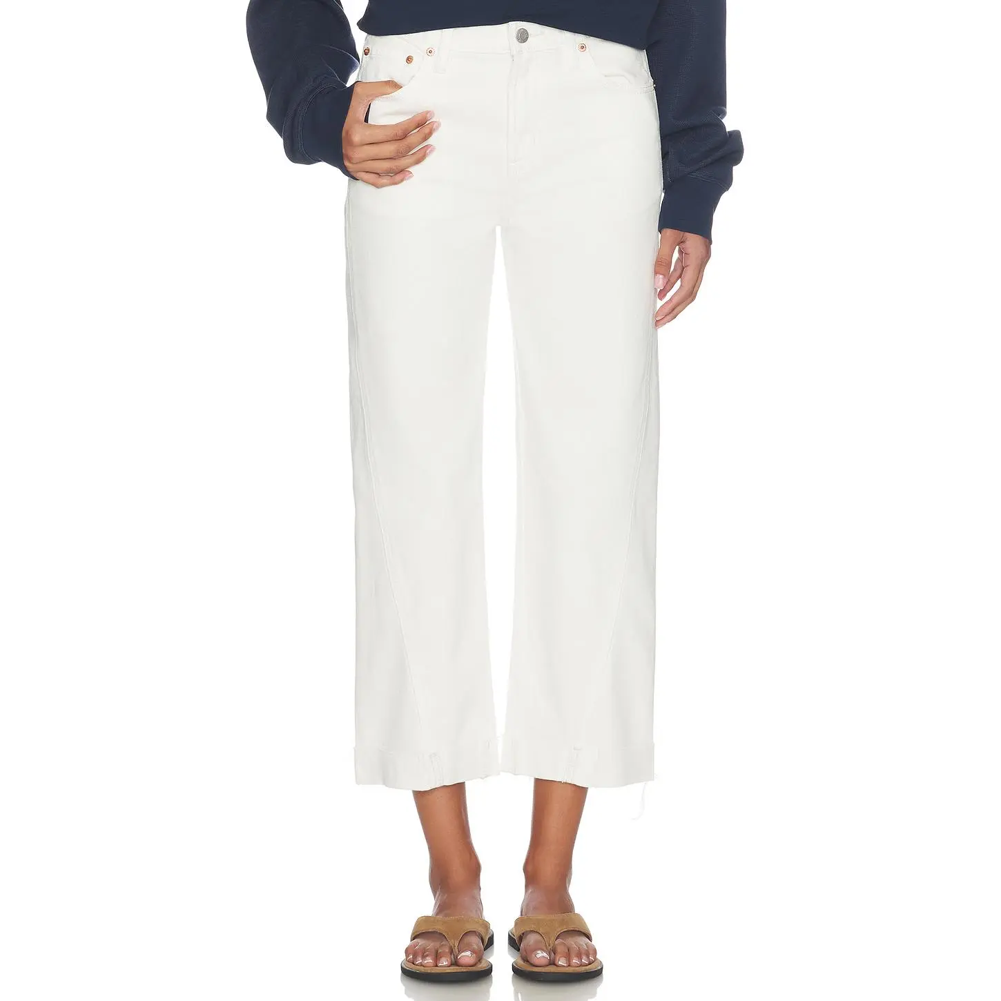 PISTOLA Kacey Mid Rise Cuffed Boyfriend Jeans in Optic White