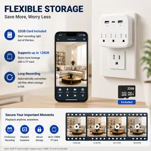 1080P HD WiFi Wall Outlet Camera - Dual-Band 2.4G/5G Smart Home Security & Pet Monitor with Motion Detection, Remote App View, and 32GB Card Included Nanny