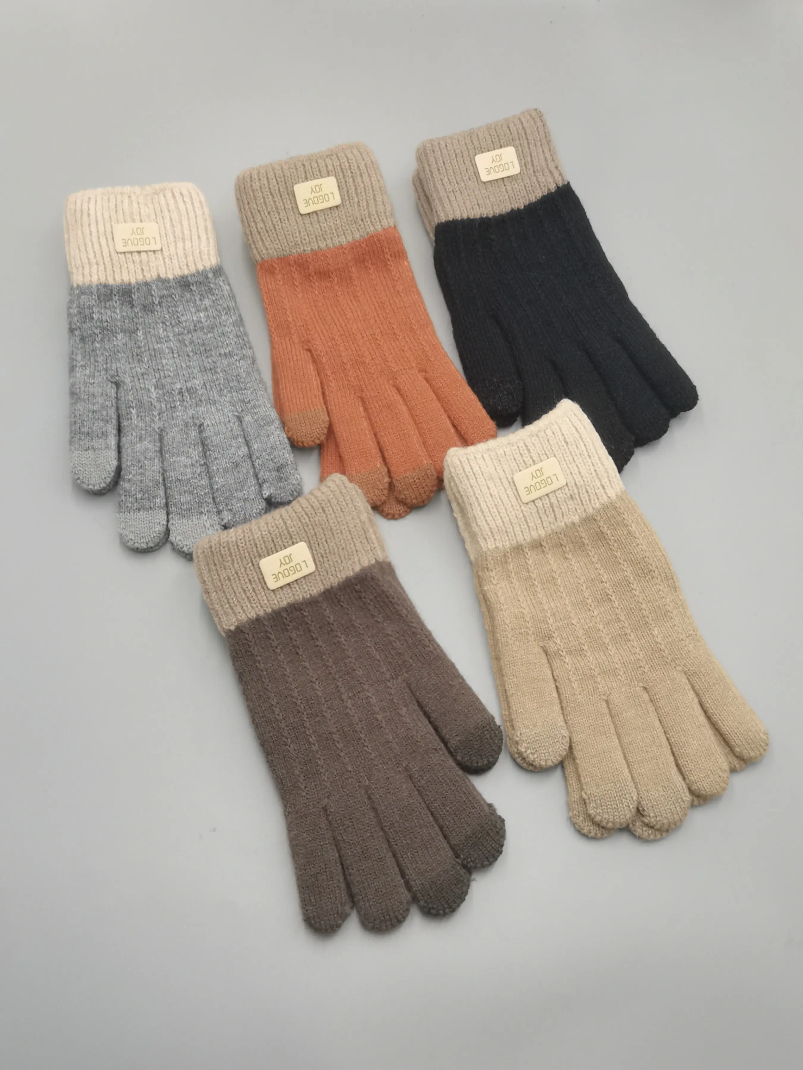 Women's Winter Warm Gloves Touchscreen Fleece Lined Thick Knit Cycling Anti-Cold Five-Finger Wool Gloves for Cold Weather Protection