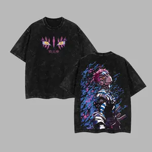 [NeoTokyoStatic] Hakuji Akaza Demon Slayer Anime Retro Unisex Acid Washed T-Shirt, Hoodie, 100% Heavy Cotton Demon Slayer2026 Oversized Unisex Anime Merch, Soft Cotton Streetwear Clothes, Unisex Manga Apparel, Gift for Anime Fans