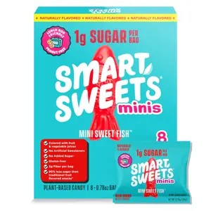 Mini Sweet Fish Candy Multipack 6.24 oz, Lower Sugar Gummy Candy, Gluten Free, Plant Based Ingredients, Individually Wrapped Snack Packs