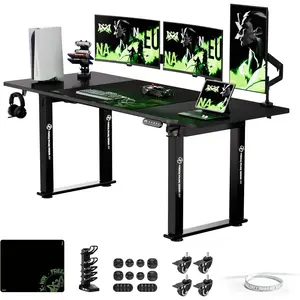 Electric Height Adjustable Standing Desk, 71" x 31.5" Inch 4-Leg Ergonomic Sit to Stand Desk for Home Office, Powerful Dual Motor Work Desk, Carbon Fiber Textured Black