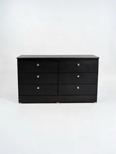 Midnight Modern 6-Drawer Dresser – Sleek Black Wood