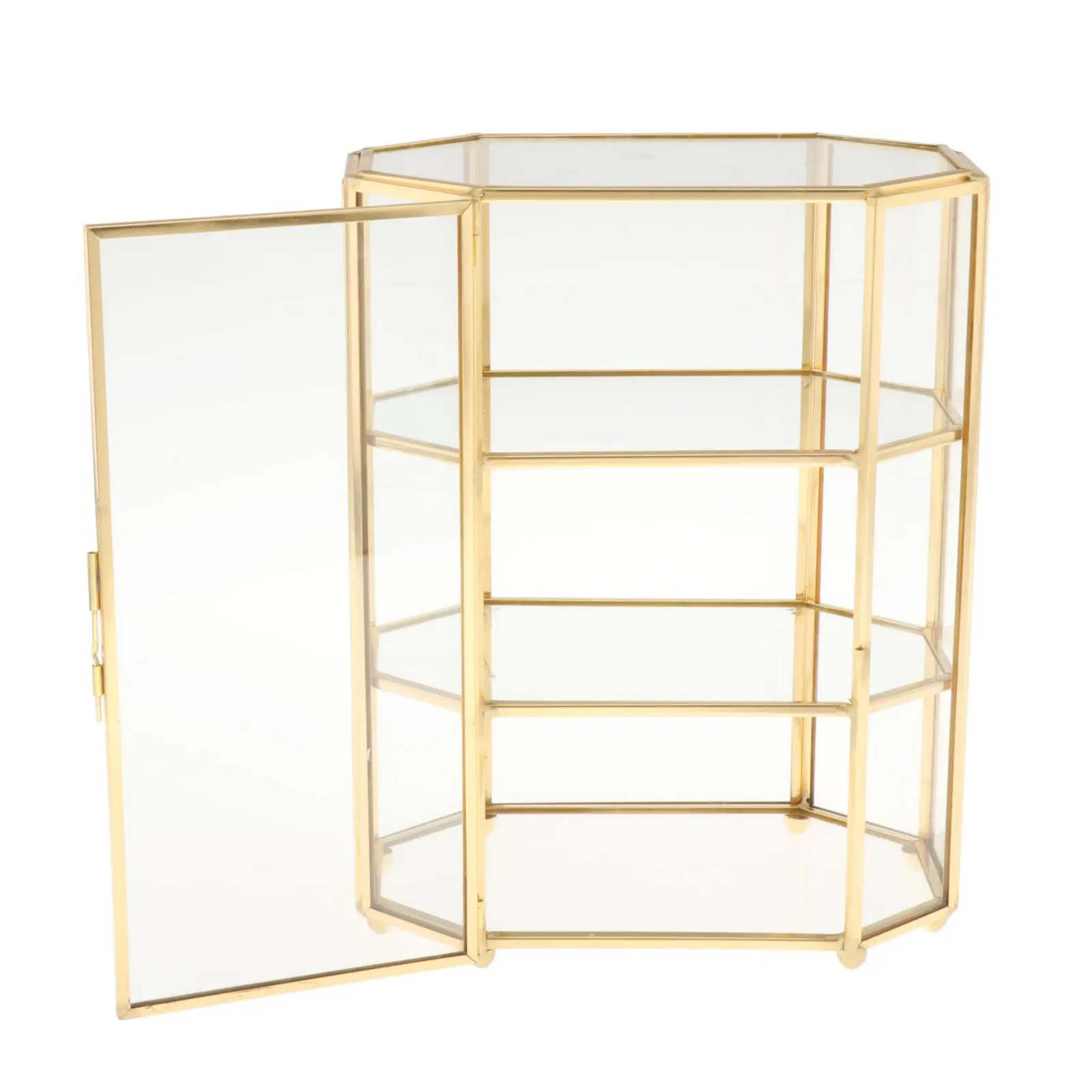 3-Tier Transparent Octagon Glass Jewelry Organizer Box, 21.5x16.5x10cm Classic Multifunctional Tabletop Storage Display Case for Dressing Table, Ideal for Weddings & Anniversaries