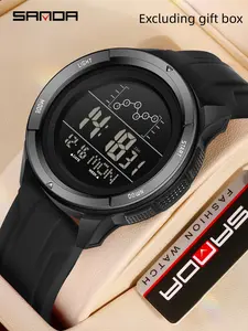 SANDA Men's Fashion Sports Date Calendar Alarm Multi-functional Tactical Electronic Watch Sporty Waterproof Watch