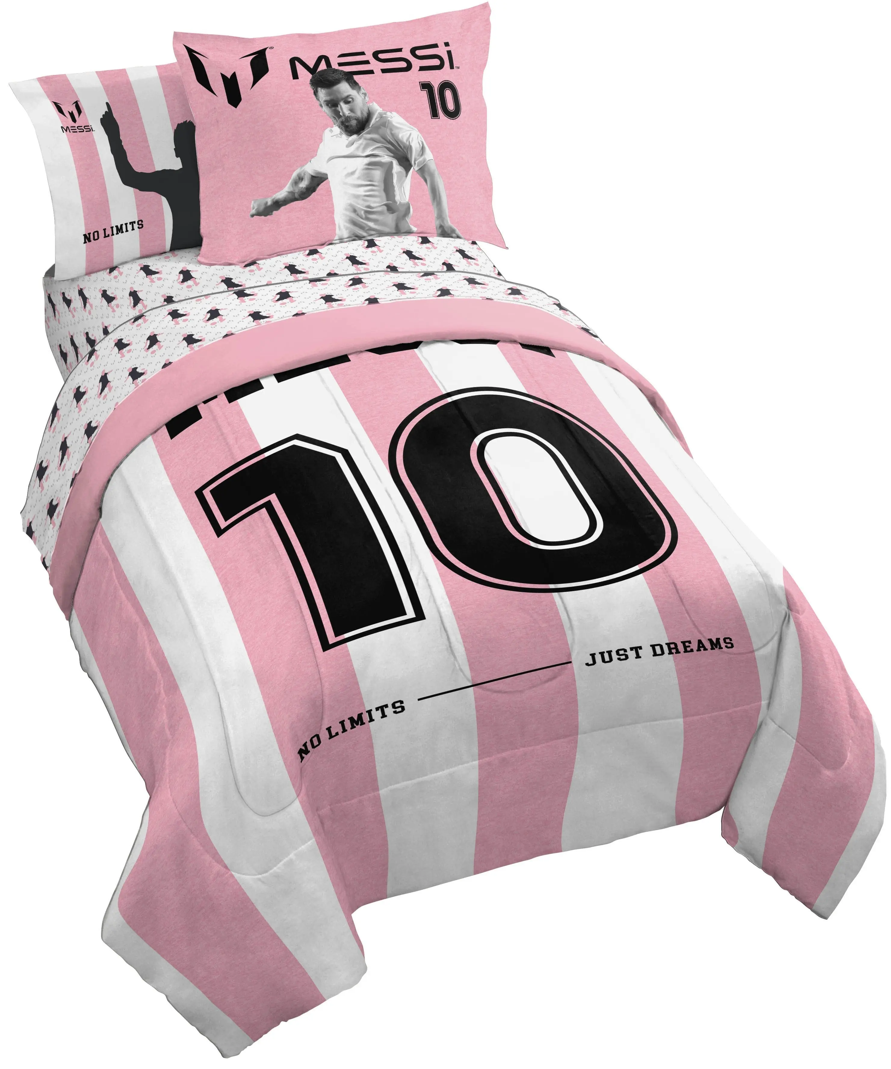 Jay Franco Official Messi No Limits Just Dream Printed Theme Bedding Set, Comfy All Season Soccer Bedding Set, Comfy Bed Sets