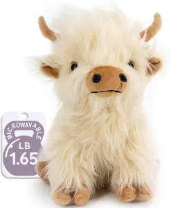 Microwavable Highland Cow Stuffed Animal - Weighted Stuffed Animal Plush, Heating Pad, Cozy Gift for Girls, Women, Kids & Elderly People, 9.8in, 1.65lb