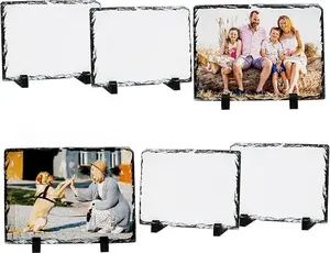 6 Pack Sublimation Slate Blanks, Stone Slate Heat Thermal Transfer Picture Frame, 5.9x7.9 Inch Rock Sheet Photo Frame with Display Holder, Decor DIY for Desktop Souvenir Custom Design (6)