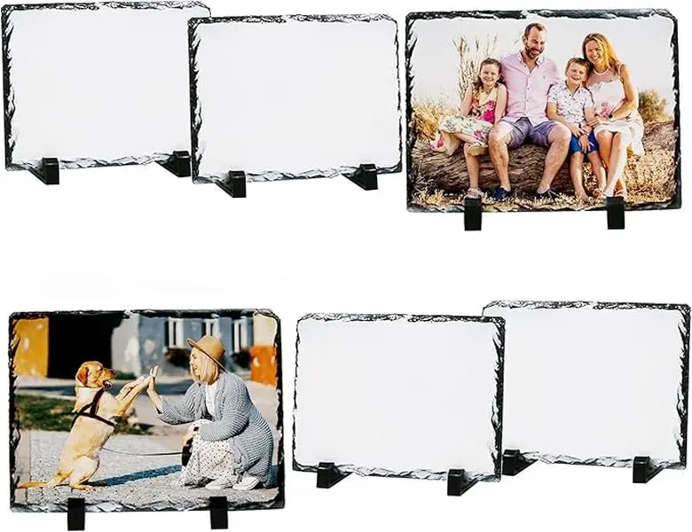[Deals For You] FathersDayGift 6 Pack Sublimation Slate Blanks, Stone Slate Heat Thermal Transfer Picture Frame, 5.9x7.9 Inch Rock Sheet Photo Frame with Display Holder, Decor DIY for Desktop Souvenir Custom Design (6)