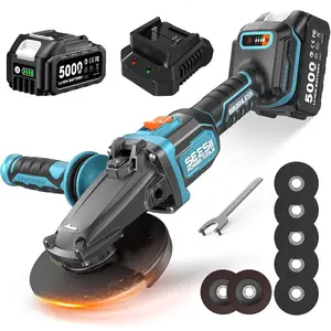 Flathead Brushless Angle , 5.0Ah  and  Charger, Drop Protection, 21V 6 Variable Speed Cordless  Kit 4-1/2 to 5" Cut Off Tool for Metal , Auto , DIY