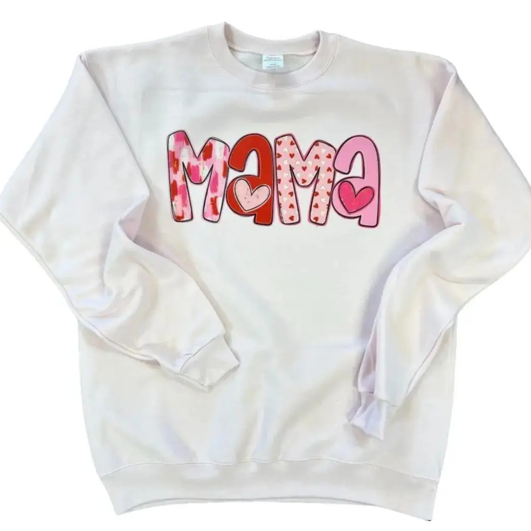 Custom Name Valentine Heart Sweatshirt on Pale Pink - Valentines Sweatshirt