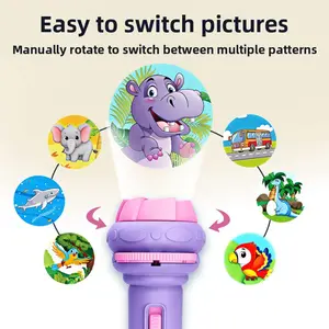 Kids Flashlight Projector Toy, 3-in-1 Bedtime Light with Dinosaur/Animal/Ocean Patterns, Multifunctional Night Light & Story Projector, Sleep Aid Gift for Children 3-8 Visual Learning Tools