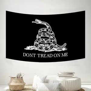Black Gadsden Flag Don't Tread On Me Black/White Flag | 3x5 Ft | Historical Flag, Indoor/Outdoor Flag Banner Decor Tapestry Wall Mural Wall Tapestries