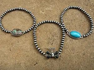 Turquoise and Stone Accent Desert Pearl Accent Sterling Silver Bracelet
