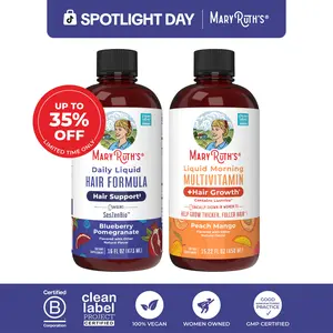 MaryRuth’s Hair Care & Wellness Bundle – Daily Liquid Hair Formula 16 oz & Liquid Morning Multivitamin + Hair Growth Peach Mango