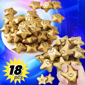18pcs Mini Smiling Foam Stars, Fun Party Gifts & Decorations, 1.6-Inch Size, Perfect for Parties, Celebrations, and Event Decoration