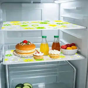 Transparent Floral Print Drawer Liners, Washable & Cuttable, Non-Slip Refrigerator Lining, Fits Fridge Glass Shelves Cabinets Kitchen Supplies