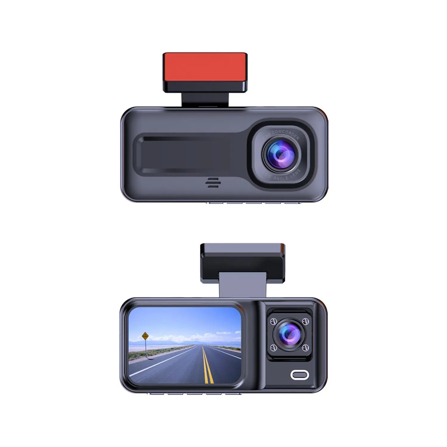 Hidden Car Dash Cam with 3 Lenses, 3 High-Quality Lenses, 1080P High Definition, Infrared Night Vision, Reverse View, Driving Support, Parking Support, Compact Hidden Design