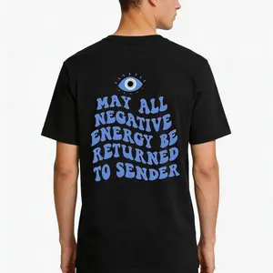 Evil Eye Energy Shield T-Shirt, TikTok Shop Black Friday Holiday Gift for Men and Women, Matching Couple’s Set, Washed Short-Sleeve Loose Soft 100% Cotton Streetwear, Unisex Casual Clothing