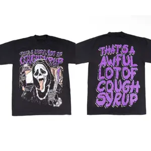 That's A Awful Lot Of Cough Syrup Scream T-Shirt | Y2K Vintage Graphic Tee | Oversized Streetwear Shirt for Men & Women | Retro Horror Ghostface Tee