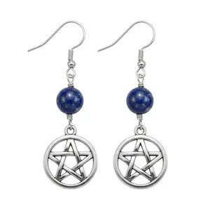 Lapis Lazuli Pentagram Earrings