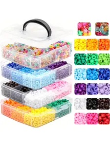 4800pcs 6x9mm Glossy Pony Beads Jewelry Making Kit, 36 Colors, Ideal for Bracelets, Necklaces, Keychains, DIY Craft Supplies