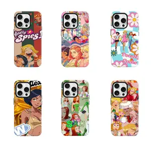 Totally Spies pattern hard case, stylish protective hard case, sturdy two-piece case, compatible with iPhone 17 Pro Max, 16, 15, 14, 13, 12, 11 Pro Max and Samsung Galaxy S25, S24, S23, S22. A perfect gift