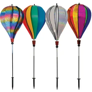 In the Breeze Hot Air Balloon Ground Spinner Durable Polypropylene Mylar Weather Resistant Outdoor Wind Spinner Decoration for Yards Gardens Patios
