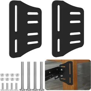 2Pcs Black Heavy Duty Queen Bed Modification Plate Headboard Attachment Bracket Kit with Hardware for Bed Frame