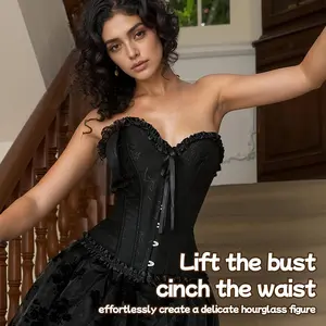 Women's Halloween costumes, vampire costumes, women's corset tops, women's corsets, pirate style shapewear, steampunk corsets, high waist lace shapewear, suitable for life, party, festival,