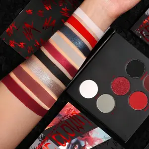 Red Goth Eyeshadow Palette - 9 Colors True Hot Red Black Eye Shadows | Halloween Glitters Makeup | Matte Shimmer High Pigmentation | Clown Vampire SFX Halloween Christmas Palette