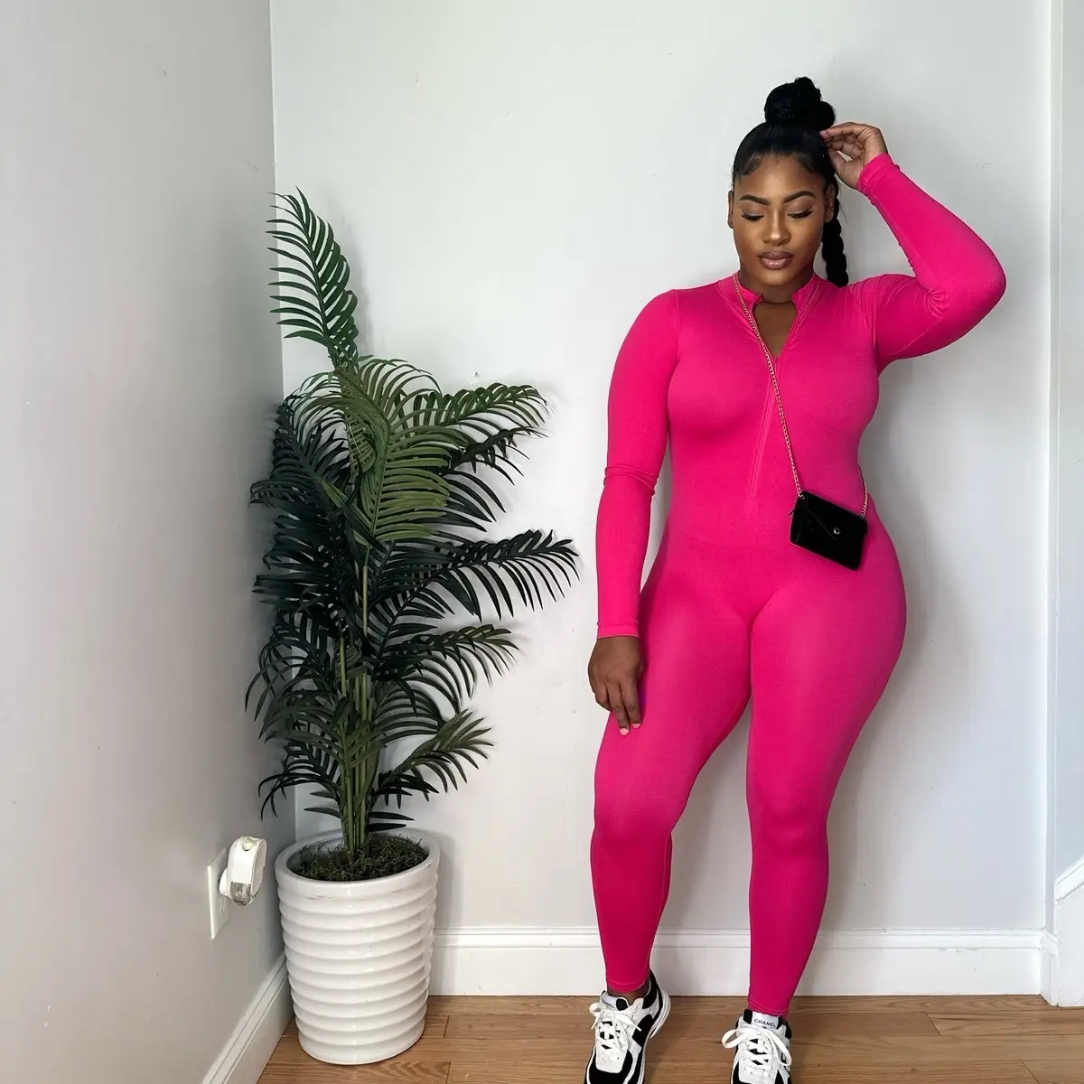 Fuchsia Jumpsuit Womenswear Basic Comfort Lady Women