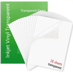 28 Pack 95% Clear Sticker Paper for Inkjet Printer, 8.5x11 Inch Printable Vinyl Transparent Glossy Sticker Paper  Self Adhesive Sheets Decal Paper for Crafts Label DIY Project