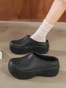 Unisex Classic Eva Material Warm Lined Slippers, Minimalist Casual Clogs, Comfortable Indoor & Outdoor Shoes, Durable Design for All-Day Wear