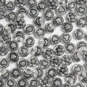 500 count Round  Making Beads with Heart  Moon  Pony Beads for Friendship Bracelet Necklace Earrings Craft  Cute Fun Charms Ornaments for Band DIY 500 count (Transparent Black)