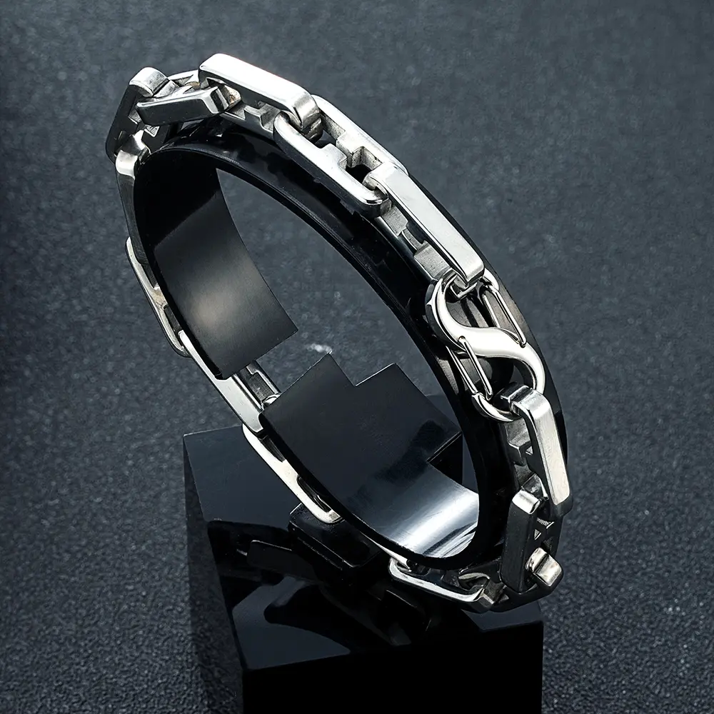 New 2026 Punk Rock Paperclip Chain Bracelet For Men Women Double Push Carabiner Clasp Stainless Steel Links Wristband Gift